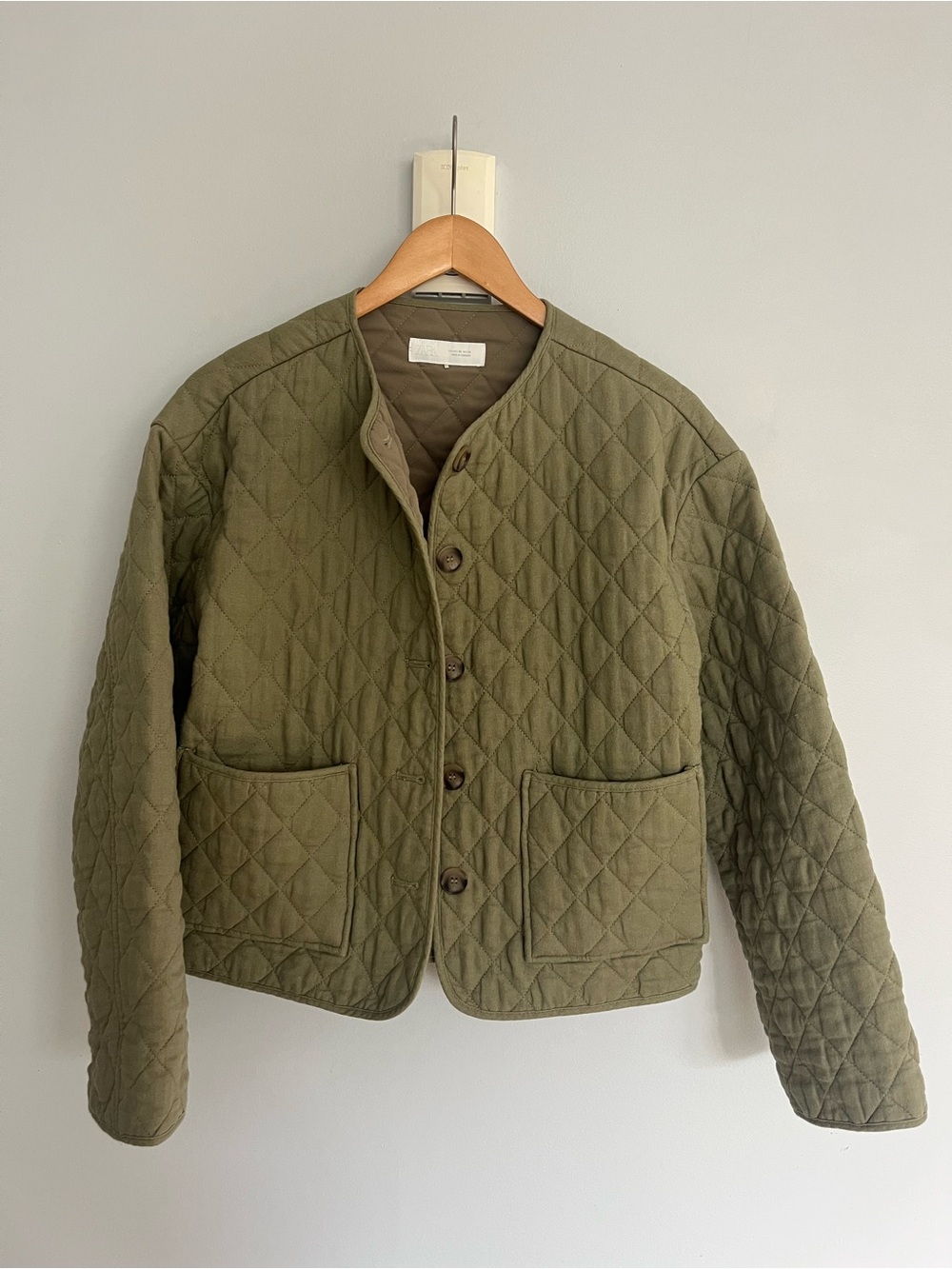 Zara Olive Quilted Field Jacket